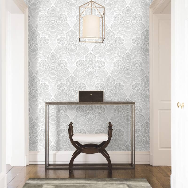 A-Street Prints Triumph Off White Medallion Wallpaper
