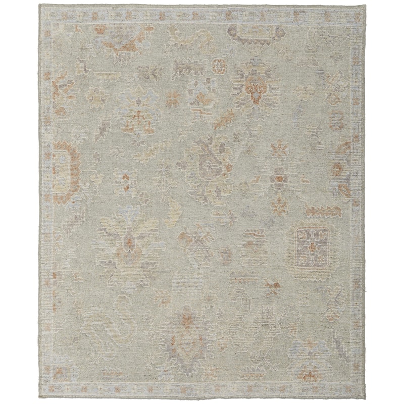 Grand Bazaar Loper Hand Knotted Floral & Botanical Transitional Area Rug - 11'6" x 15' - Gray/Green/Blue