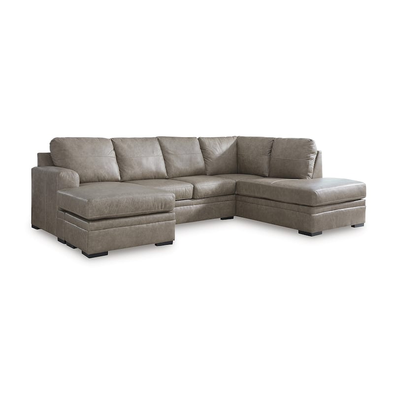 Signature Design by Ashley Amuleto Brown 2-Piece Sectional with Chaise - 124"W x 86"D x 40"H