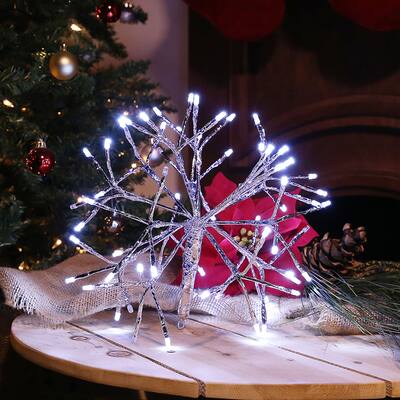 Alpine Corporation 10"H Indoor Christmas Snowflake Ornament with LED Lights