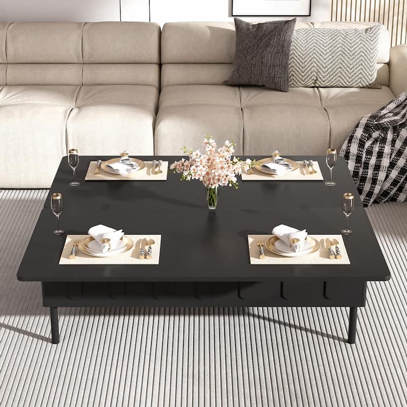 Multi-Functional Adjustable Coffee Table with Hidden Storage Compartment for Living Room