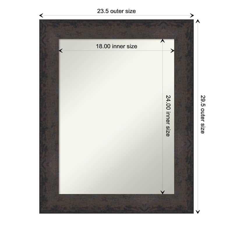 Dappled Non-Beveled Wood Framed Wall Mirror - Dappled Black Brown - Glass Size 18x24