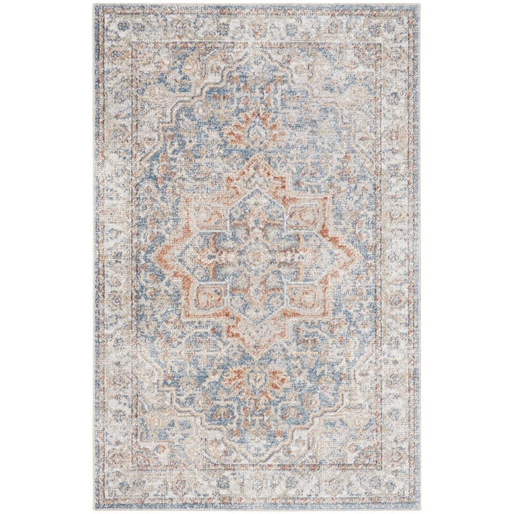 Nourison Abby Machine Washable Indoor only Persian Floral Area Rug.