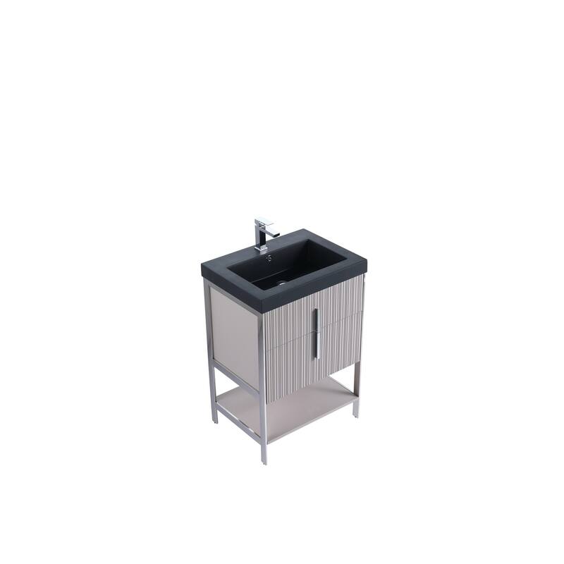 Fine Fixtures Serenity Modern Bathroom Vanity with Black Gel Acrylic Top
