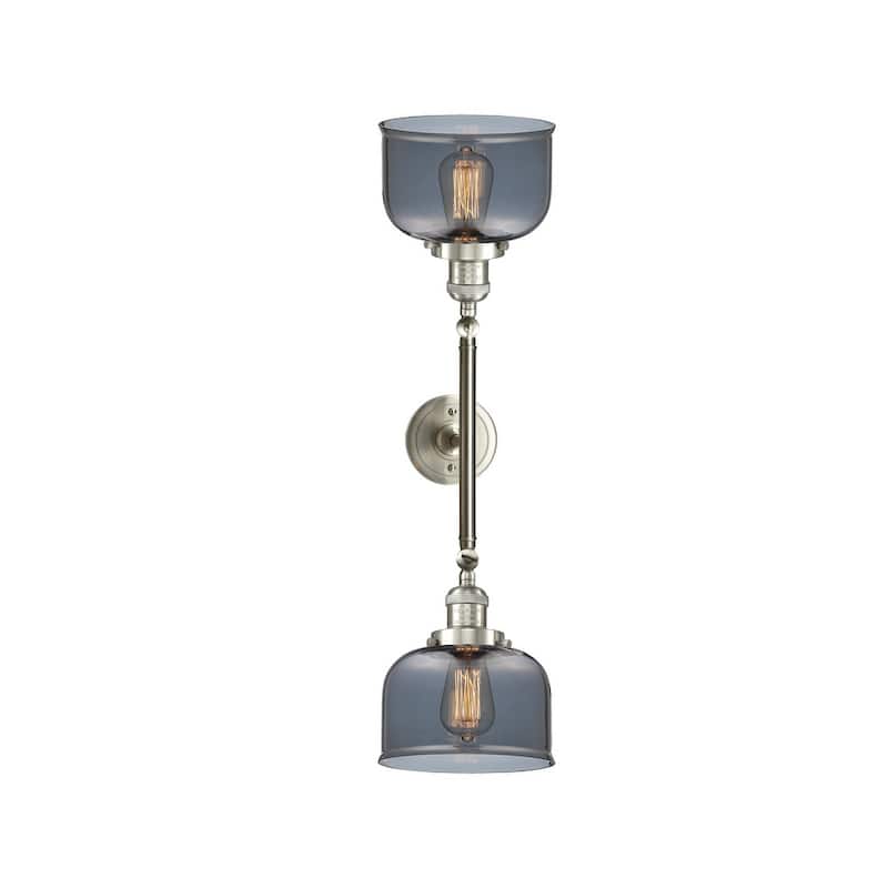 Innovations Lighting Large Bell 2 Light 23" Wide Bathroom Vanity Light - Brushed Satin Nickel / Plated Smoked