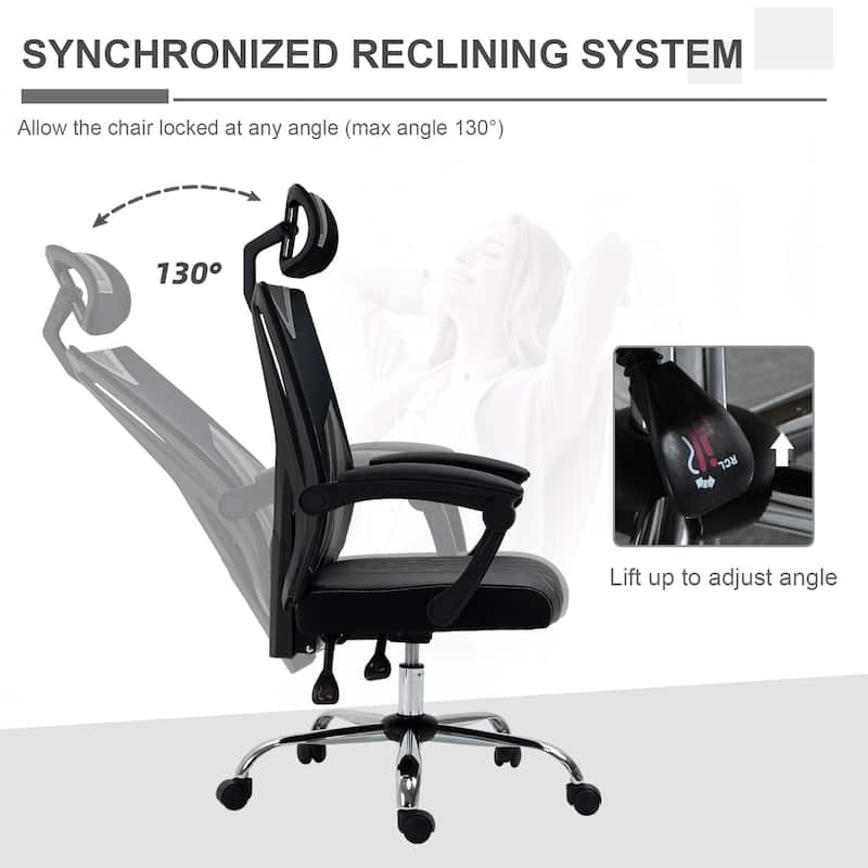 Vinsetto Office Chair Ergonomic Desk Chair, 360° Swivel Computer Chair