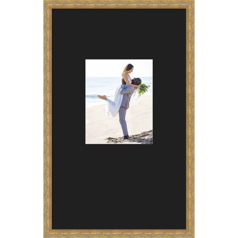 Mila Picture Frame, Photo Frame - 16x26 Matted Black 8x10 - Mila Dark Gold