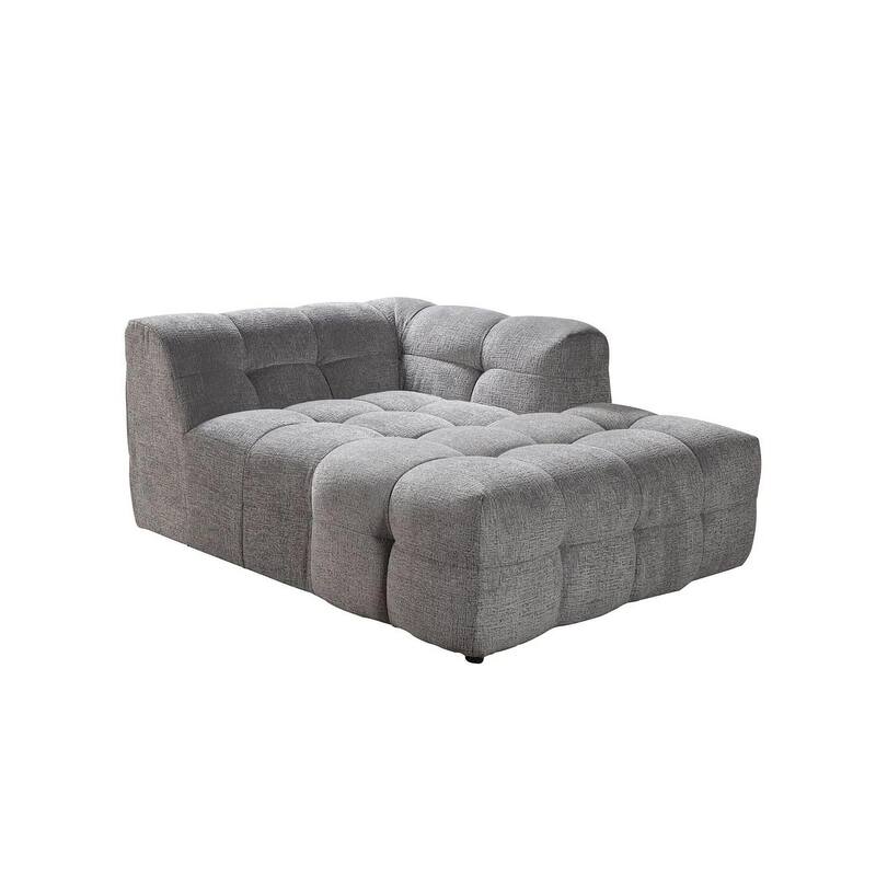 HomeRoots Light Gray Boucle L Shaped Two Piece Sofa and Chaise Sectional With Toss Pillows