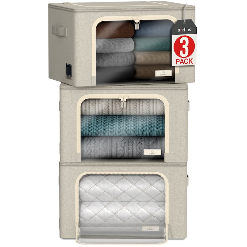 Sorbus Storage Bins and Organizers with Window and Handles - 17" L x 13" W x 13" H