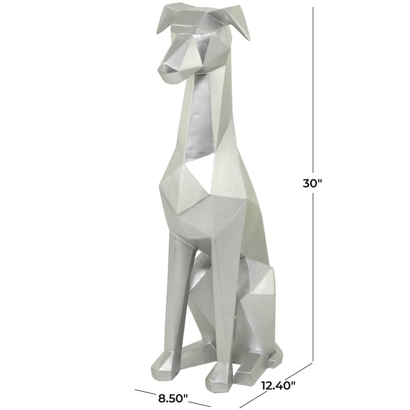 Silver, Gold or Black Polystone Cubist Dog Decorative Sculpture