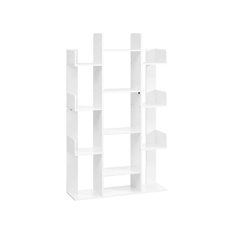 Bookshelf, Tree-Shaped Bookcase with 13 Storage Shelves, Rounded Corners - 33.9"L x 9.8"W x 55.1"H (86 x 25 x 140 cm)