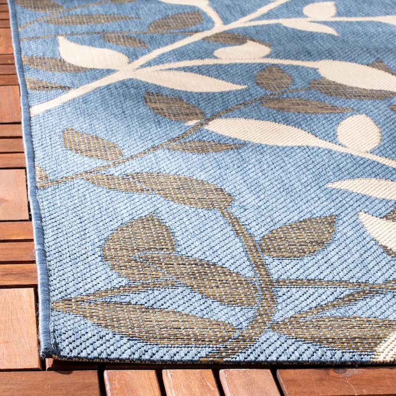 SAFAVIEH Courtyard Luann Botanical Indoor/ Outdoor Waterproof Patio Backyard Rug Bed Bath