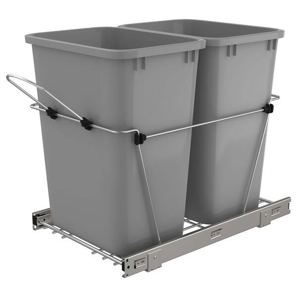 slide 1 of 2, Rev-A-Shelf RV-18KD-17C S Silver Double 35-quart Waste Containers