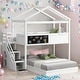 preview thumbnail 11 of 16, Twin over Full House Bunk Bed with Storage and Blackboard