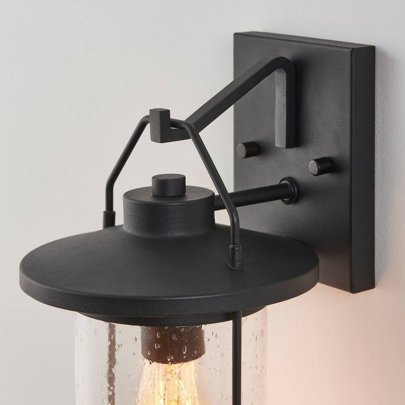 KAWOTI 12.75" Black Outdoor Wall Lantern - W7" x D8" x H12.75"