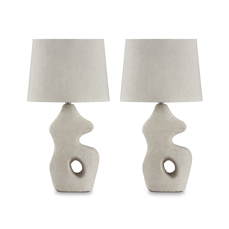 Signature Design by Ashley Chadrich Antique Beige Table Lamp (Set of 2) - 14" W x 10" D x 25.5" H