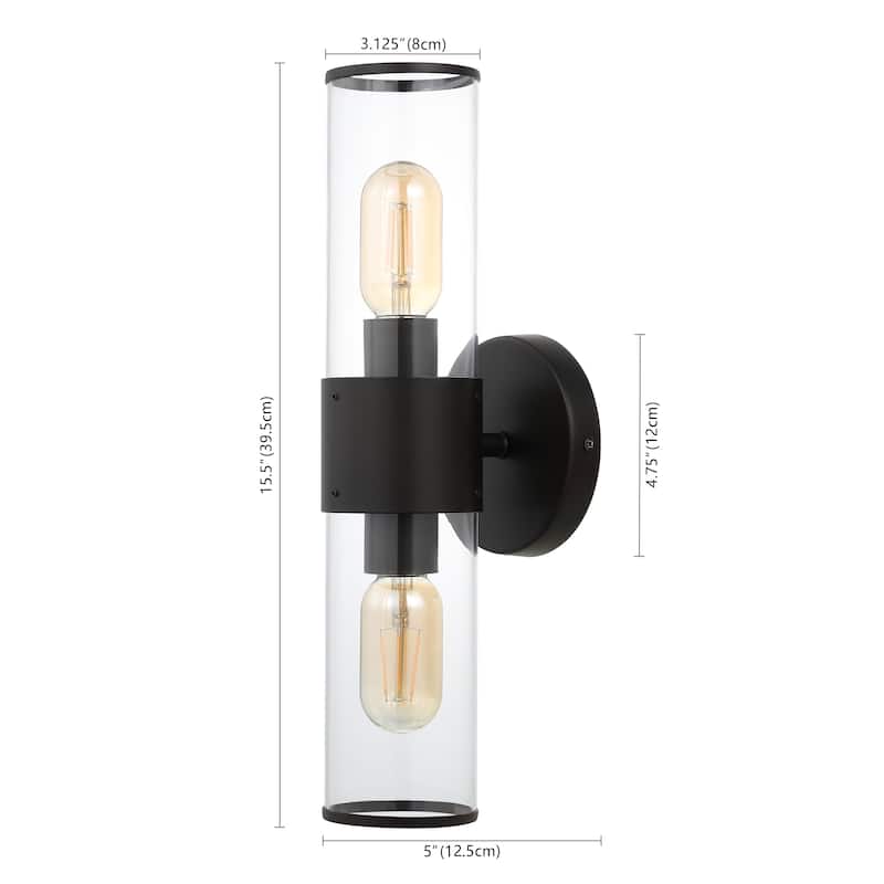 Cillian 15.5" 2-Light Mid-Century Modern Iron/Acrylic LED Sconce, by JONATHAN Y