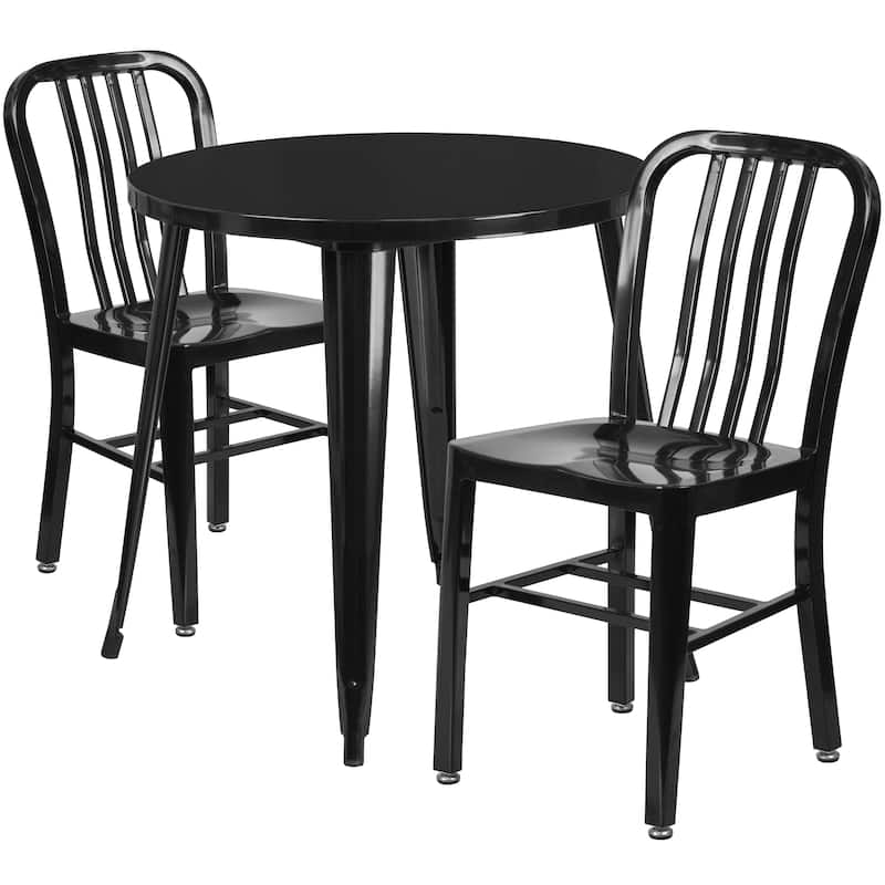 30-inch Round Indoor/ Outdoor 3-piece Metal Table and Chairs Set