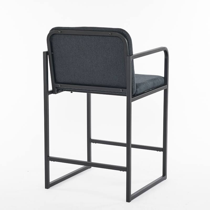 Upholstered Counter Height Bar Stool Set of 2, Armchair with Metal Frame