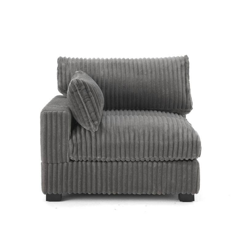 40"W Plush Corduroy Corner Accent Chair Sectional Module with Pillow