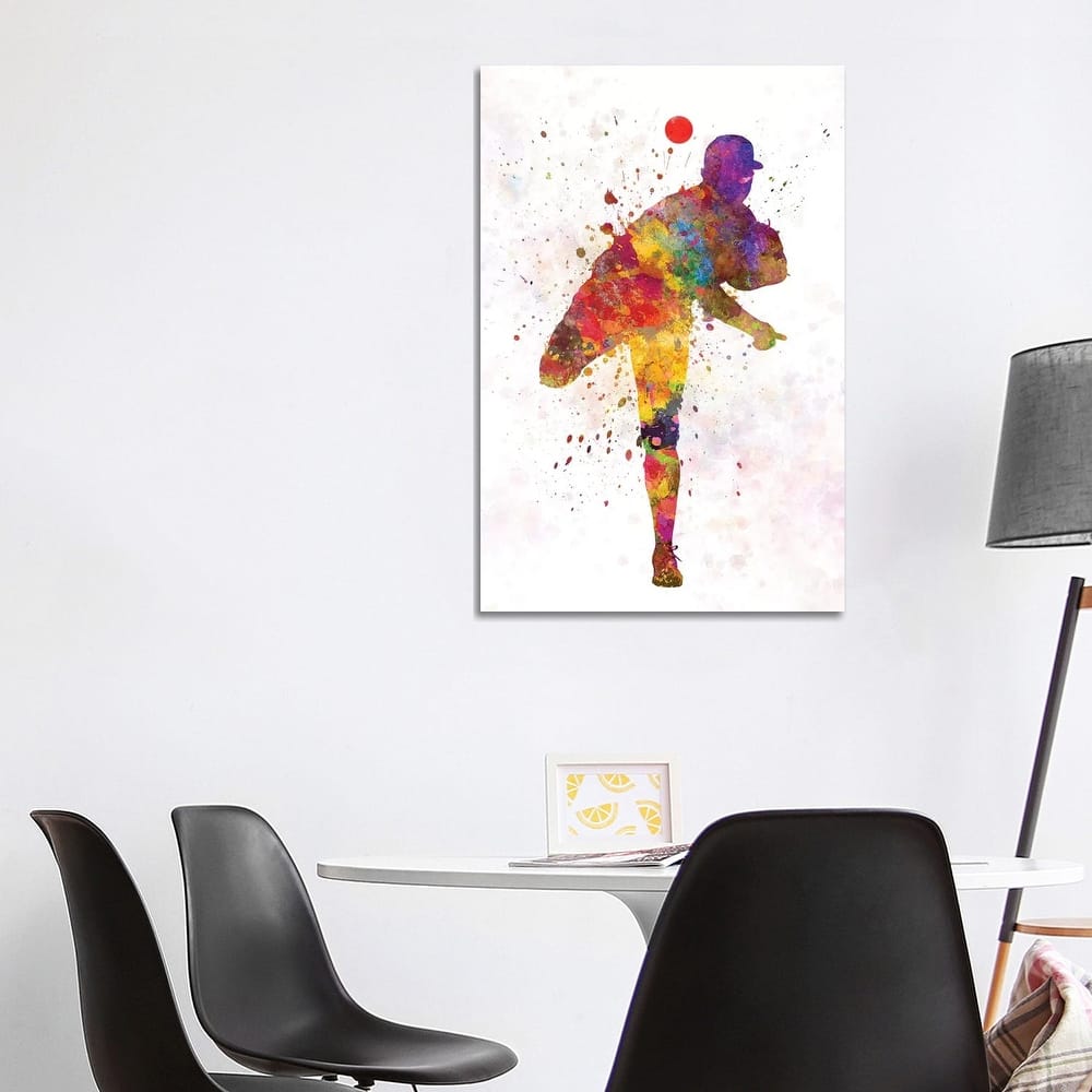 iCanvas "Baseball Player Pitching II" by Paul Rommer Canvas Print