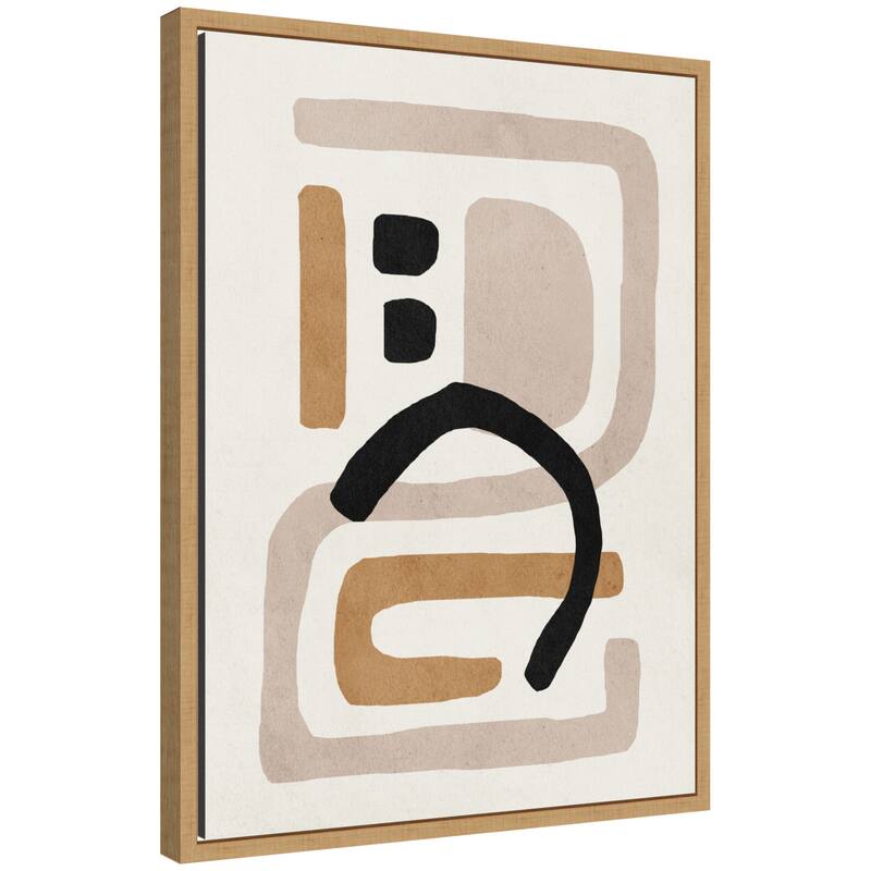 Kate and Laurel Sylvie Neutral Abstract 2 Minimal Modern Art Framed Canvas by July Art Prints - 18x24 - Natural