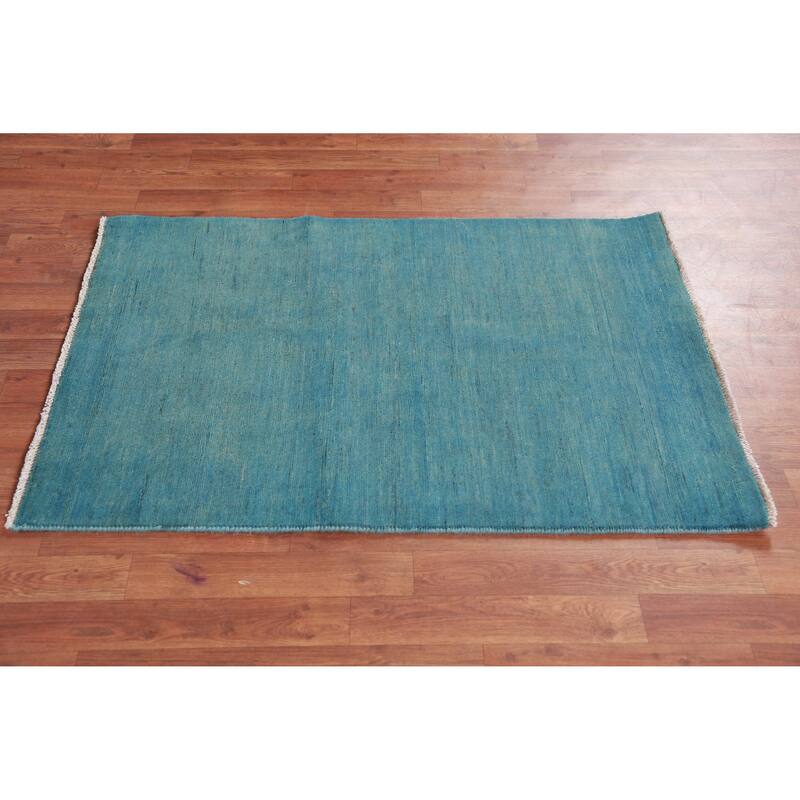 Light Blue Gabbeh Modern Rug Handmade Wool Carpet - 2'9" x 4'1"