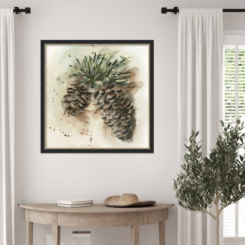 Watercolor Pinecone Study No. 1 by Ethan Harper Wood Framed Wall Art Print