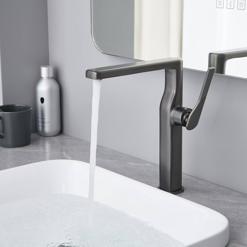 10-1/4"H Solid Brass Single-handle Bathroom Sink Faucet Optional Drain Assembly
