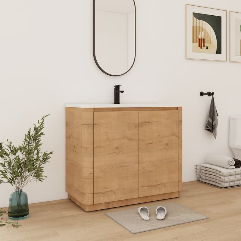 Bathroom Vanity With Sink In 36/40 Inch, Freestanding Bathroom Vanity With Soft Close Door and Adjustable Shelf