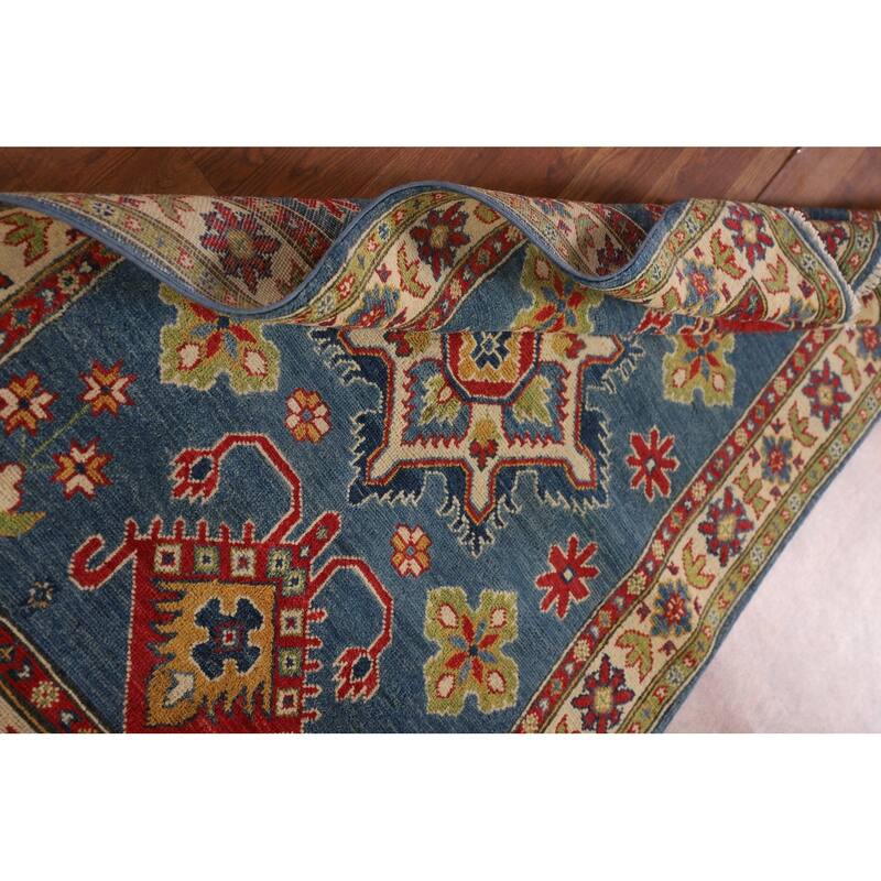 Traditional Blue Kazak Oriental Accent Rug Hand-Knotted Wool Carpet - 3'3"x 5'0"