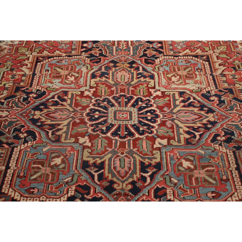 Hand Knotted Oriental 100% Wool Carpet Traditional Medallion Oranges & Rust Heriz (serapi) Area Rug - 12' 11'' X 8' 11''