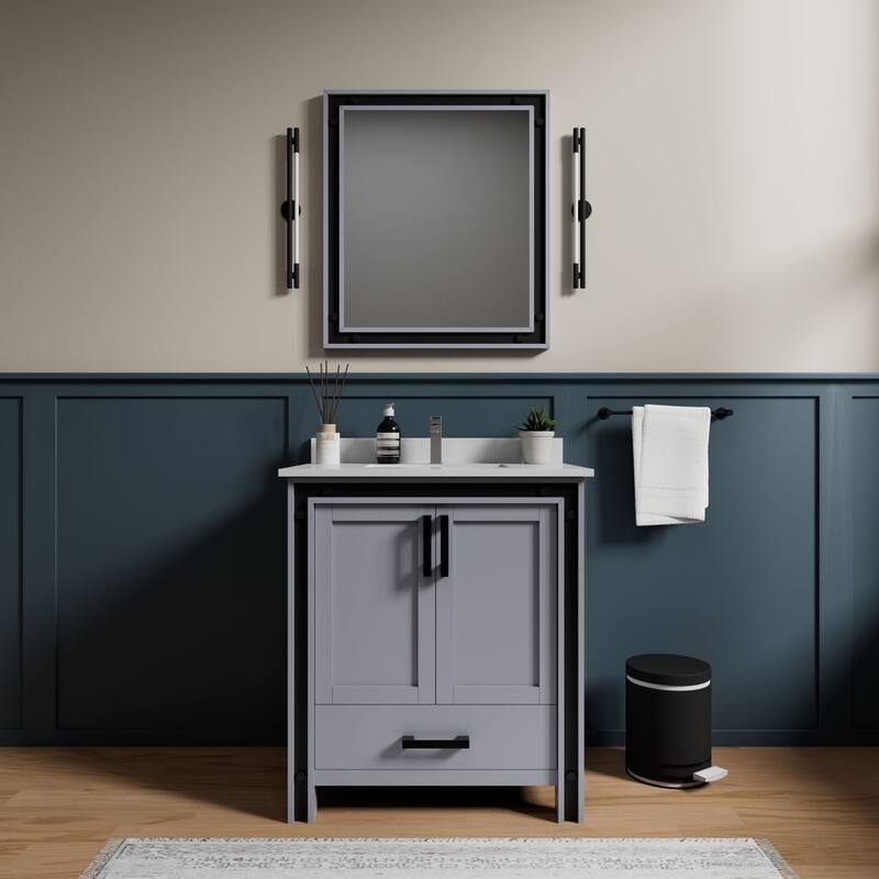 30-Inch Bathroom Vanity Cabinet with Storage Drawer & Mirror - Modern Freestanding Design