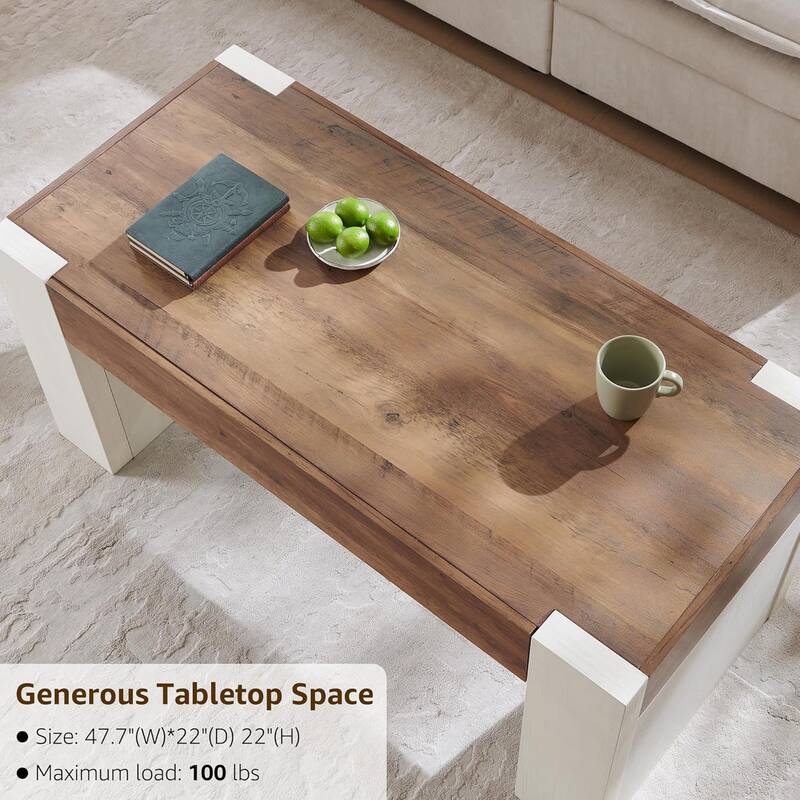 Modern Coffee Table, Wooden Living Room Table w/ Hidden Storage Drawer