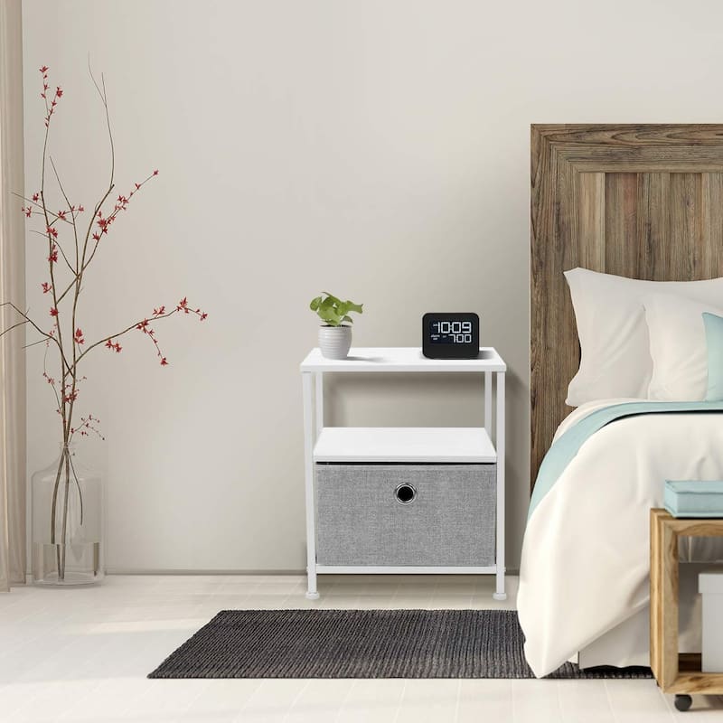 Nightstand 1-Drawer Shelf Storage Bedroom Furniture & End Table Chest