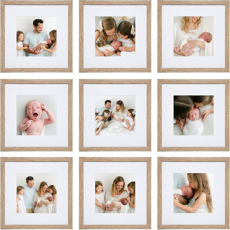 Sheffield Home 9 Piece Gallery Wall Frame Set, - Light Natural