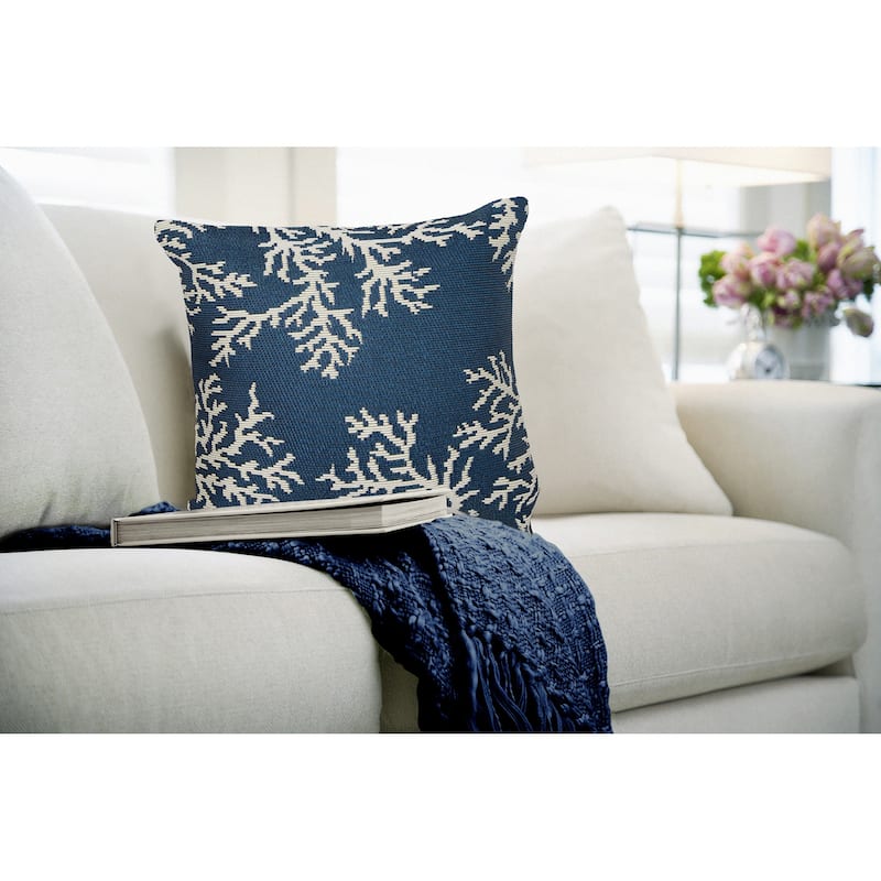 Liora Manne Marina Coral Edge Indoor/Outdoor Pillow - 18" x 18" - Navy