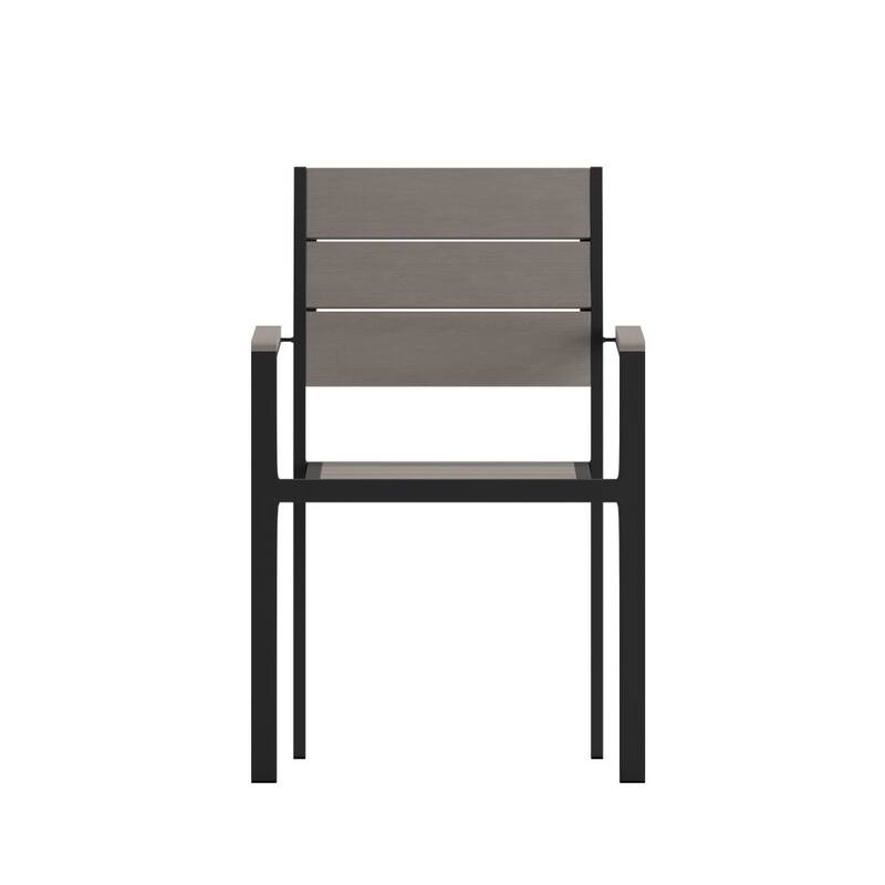Commercial Grade Outdoor Faux Teak Patio Dining Chair with Arms