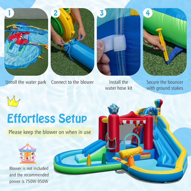Costway Inflatable Water Park Kids Blow up Water Slide with Splash - Multi-Color - See Details