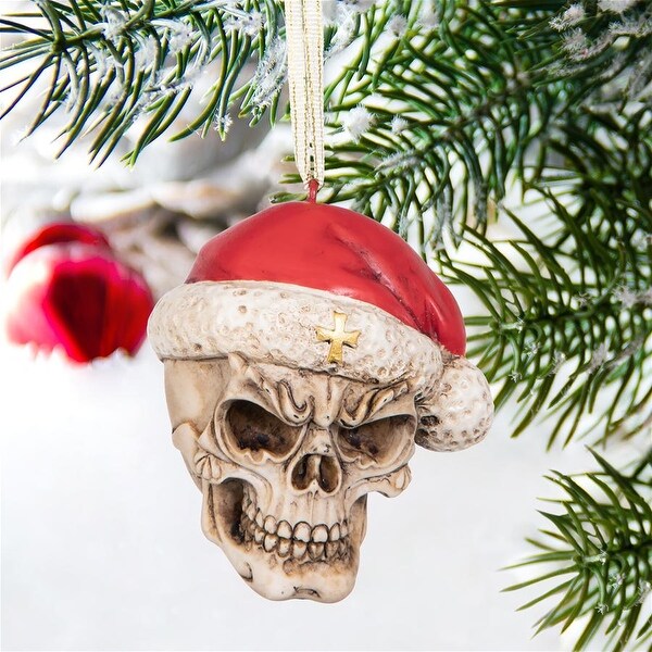 Design Toscano Skull Christmas Ornament 'Skelly Claus II' - Bed