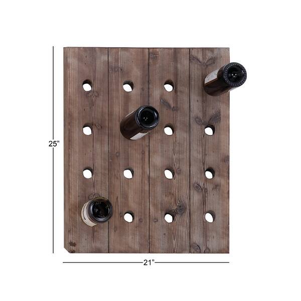 dimension image slide 0 of 2, Brown Wood Rustic Farmhouse Wall Peg Wine Rack