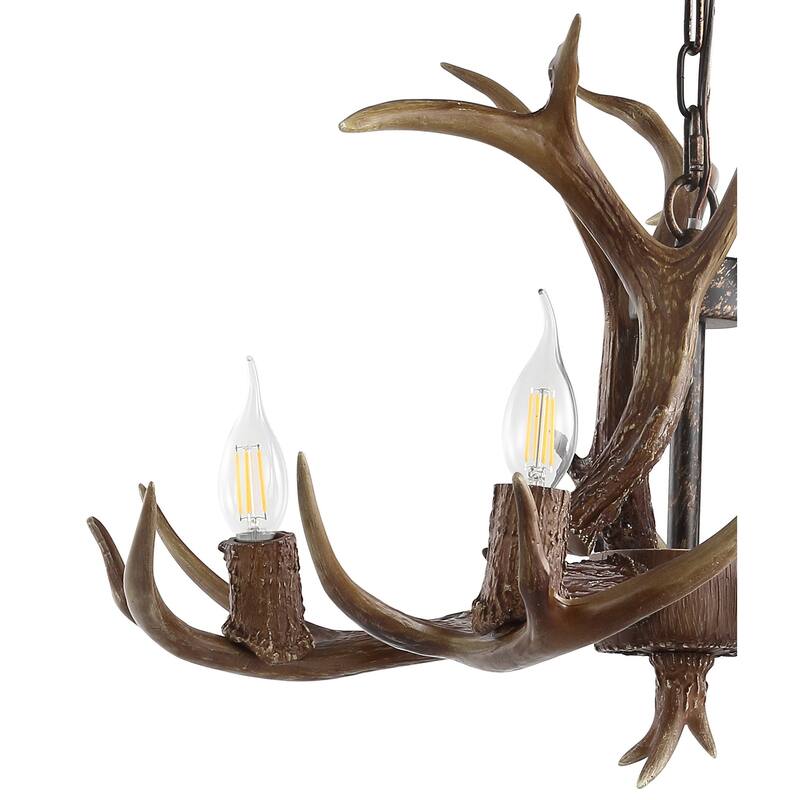 Apollo 26" Adjustable Resin Antler 4-Light LED Chandelier, by JONATHAN Y