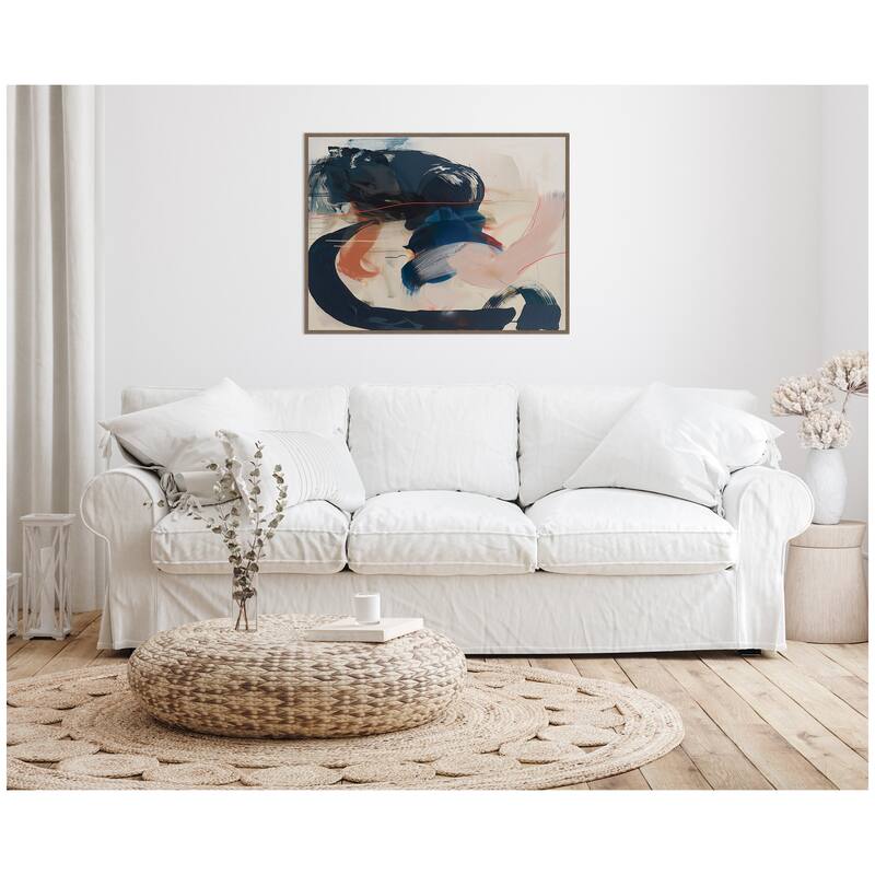 Kate and Laurel Sylvie Deep Blue Momentum I Framed Canvas by Amy Lighthall
