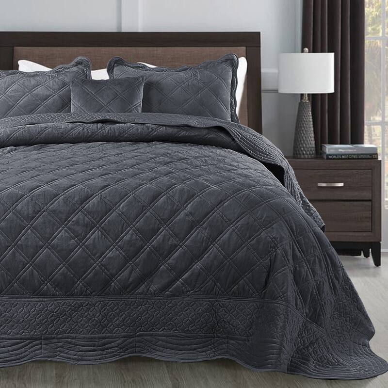 Serenta Supersoft Microplush Quilted 4 Pieces Bedspread Coverlet Set