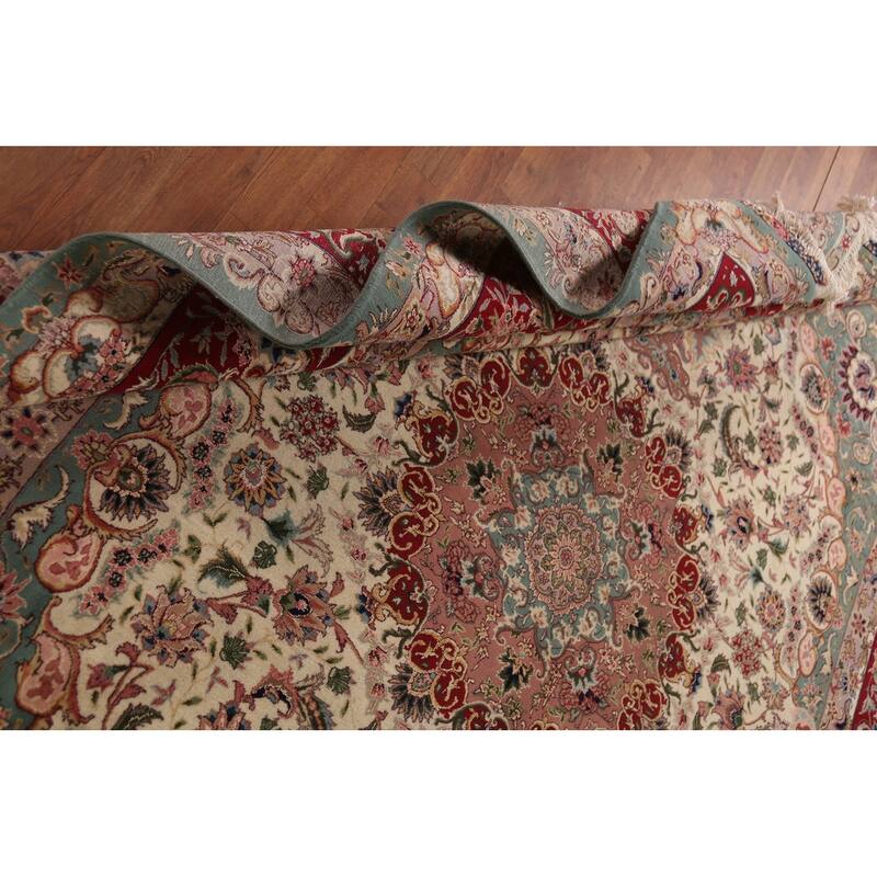 Vegetable Dye Ivory Tabriz Chinese Area Rug Handmade Wool Carpet - 8'2"x 10'7"