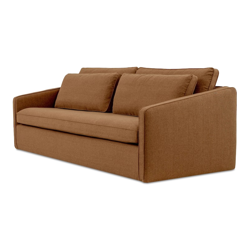 NADAAL STUDIOS Cyris Sofa, Minimalist Silhouette with Layered Back Cushions and Performance Upholstery, Rust