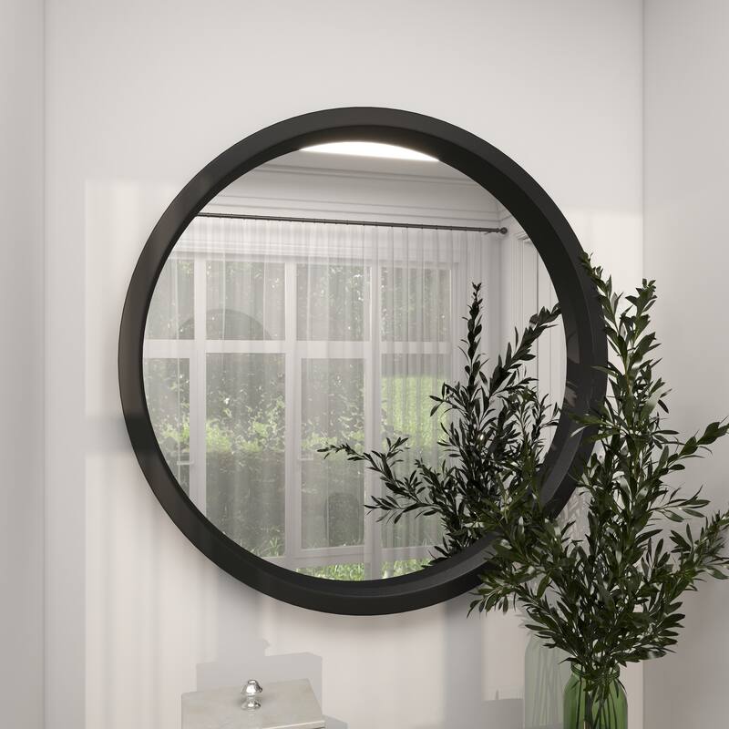 Black Wooden Room Wall Mirror
