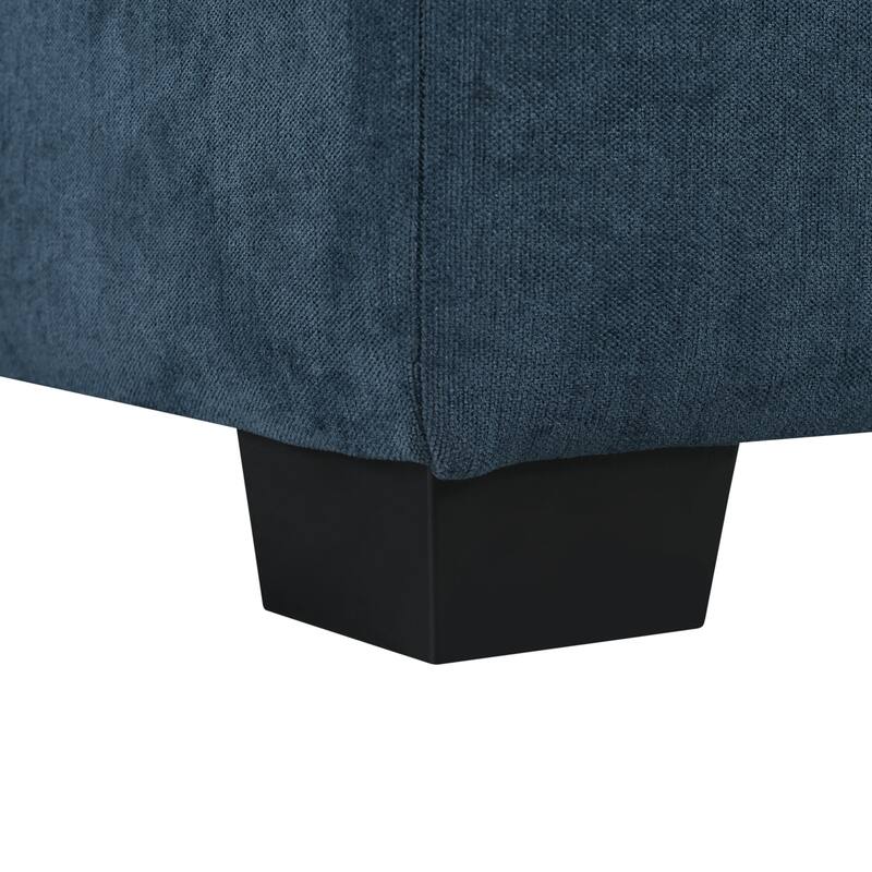 Blue Linen Blend U-shaped Modular Corner Sofa with 2 Ottomans, 132x61x32 inches, 218 lbs