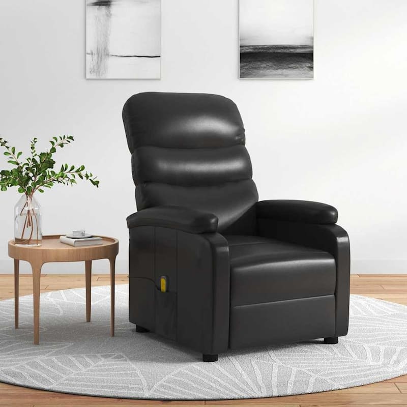 vidaXL Massage Recliner Black Faux Leather