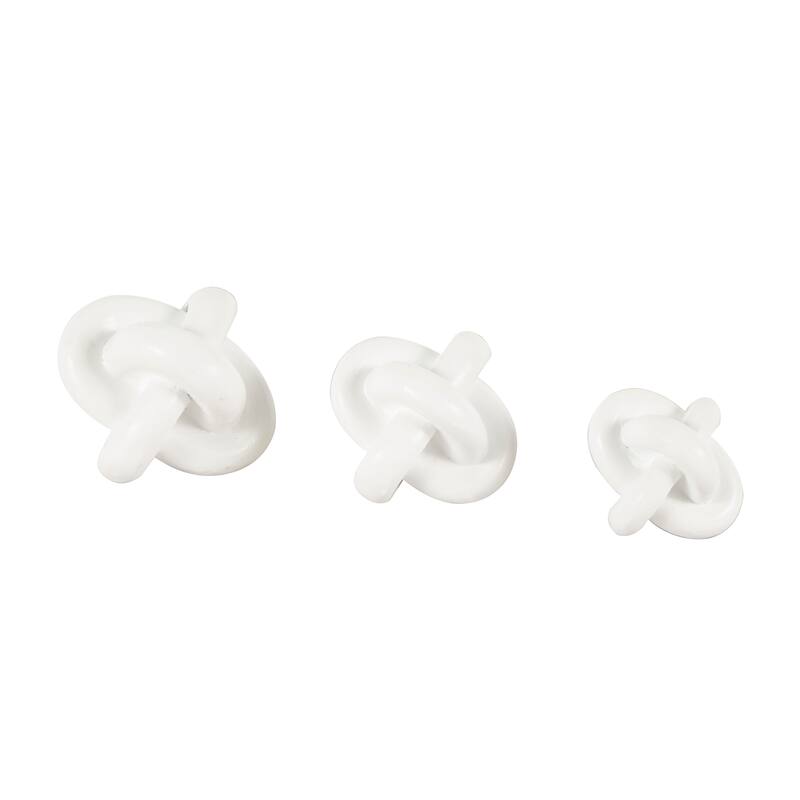 CosmoLiving by Cosmopolitan Black or White Resin Knot Inspired Geometric Sculpture (Set of 3)